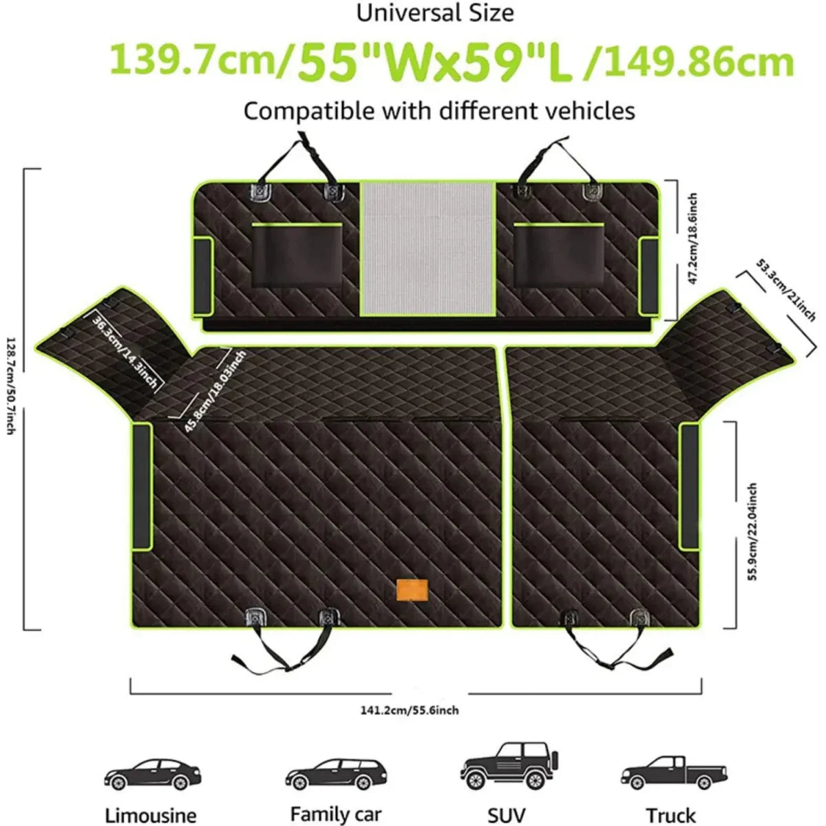 PETCRUISE – Housse de siège arrière de voiture imperméable et antidérapante