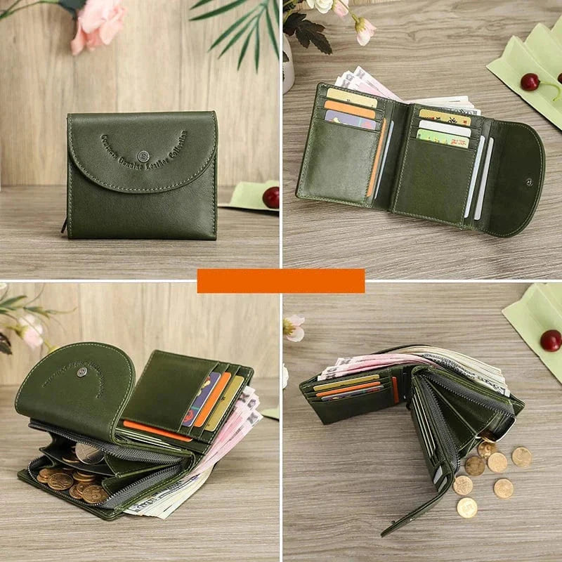 Petit Porte-Cartes Femme en Cuir Véritable Compact
