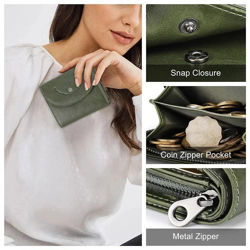 Petit Porte-Cartes Femme en Cuir Véritable Compact