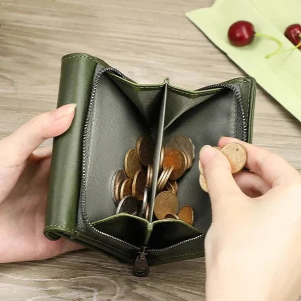 Petit Porte-Cartes Femme en Cuir Véritable Compact