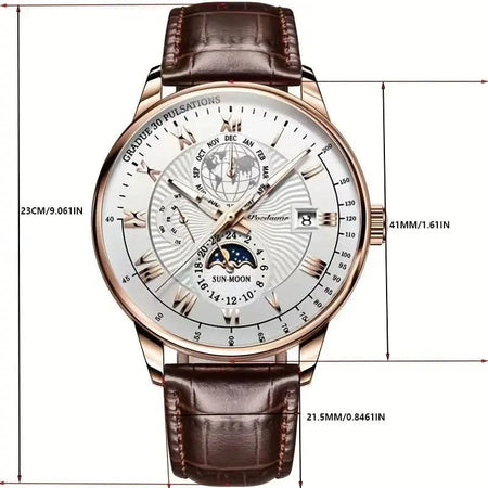 Montre de luxe mécanique pour homme avec phase de lune