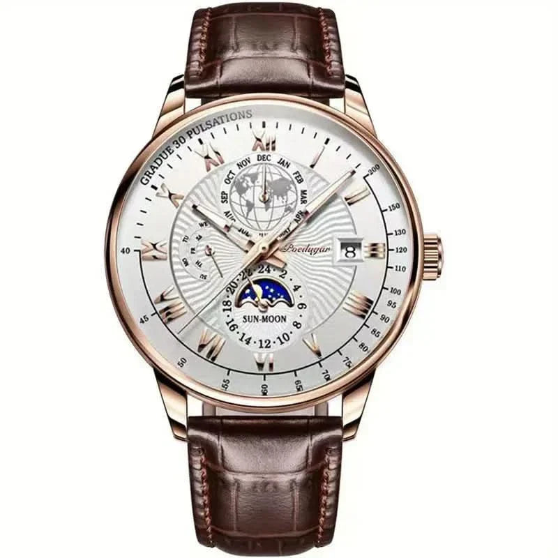 Montre de luxe mécanique pour homme avec phase de lune