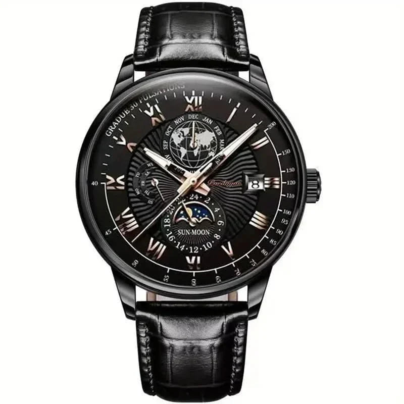 Montre de luxe mécanique pour homme avec phase de lune