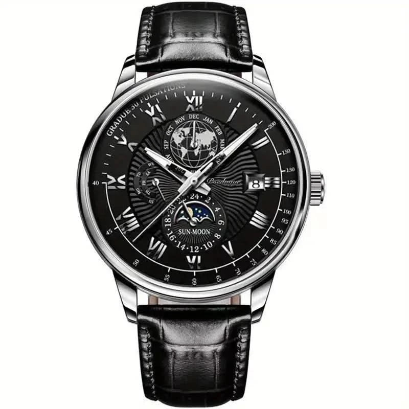 Montre de luxe mécanique pour homme avec phase de lune