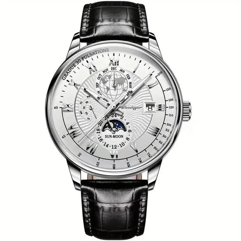 Montre de luxe mécanique pour homme avec phase de lune