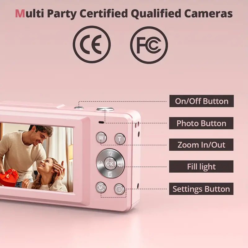 Caméra rétro numérique Full HD vidéo et photo compacte au design vintage, lumière automatique, enregistrement compact | Sansotis
