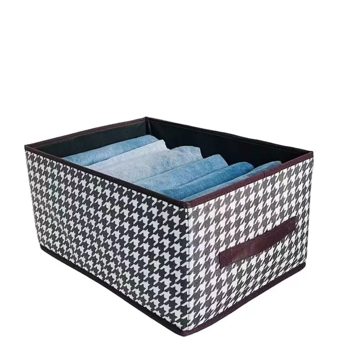 PLAIDKEEP – Boîte de rangement à motif pied-de-poule pour une organisation de la maison élégante