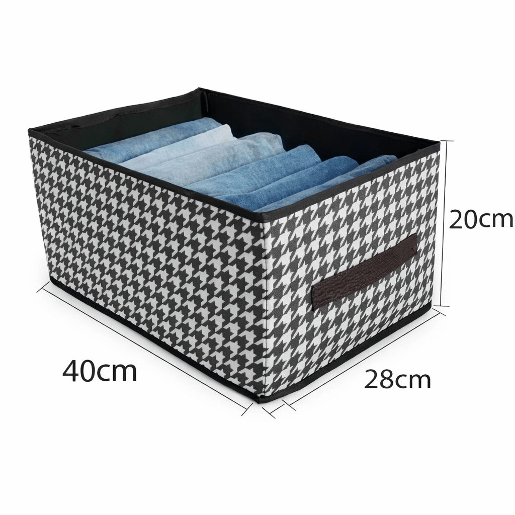 PLAIDKEEP – Boîte de rangement à motif pied-de-poule pour une organisation de la maison élégante