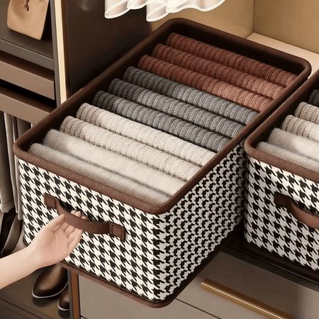 Boîte de rangement à motif pied-de-poule pour une organisation de la maison élégante