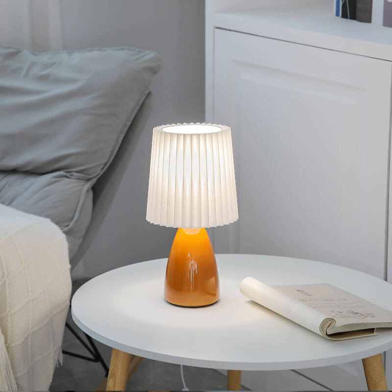 Lampe de table à abat-jour en tissu plissé - Lampe de chevet moderne - Style nordique