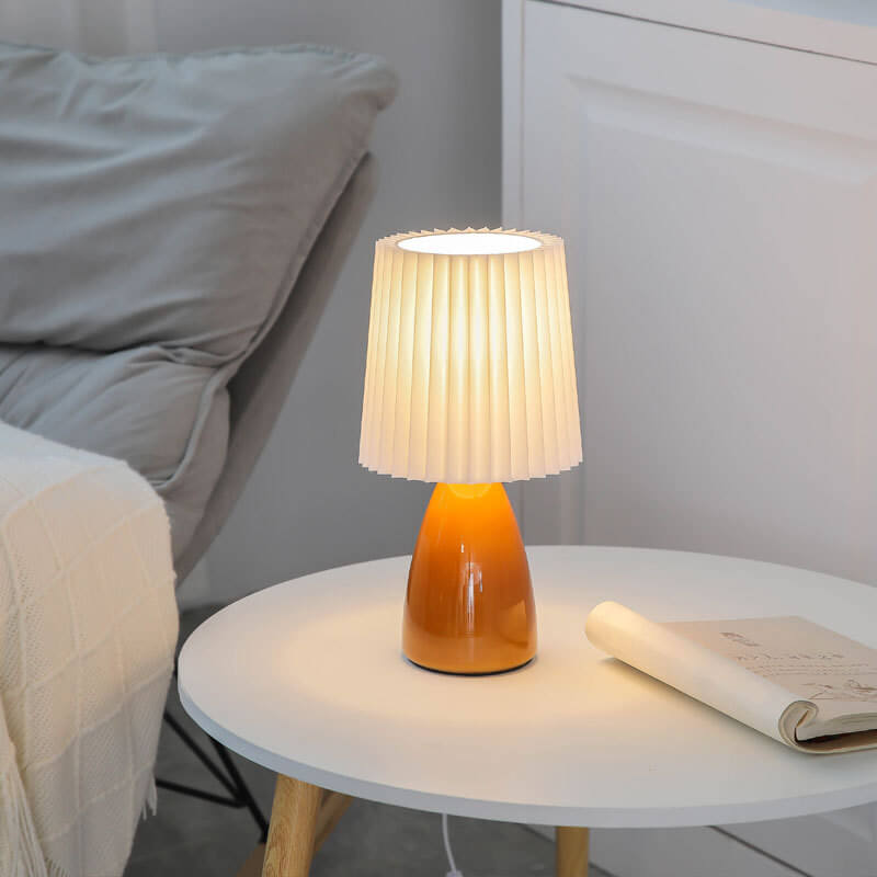 Lampe de table à abat-jour en tissu plissé - Lampe de chevet moderne - Style nordique
