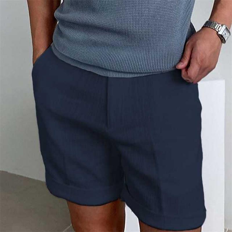 Shorts de plage en lin pour homme à taille élastique et coupe confortable.