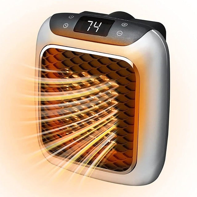 Chauffage électrique portable sur prise murale 800 W – Thermostat réglable 16-33 °C, minuterie 12 heures, fonctionnement silencieux