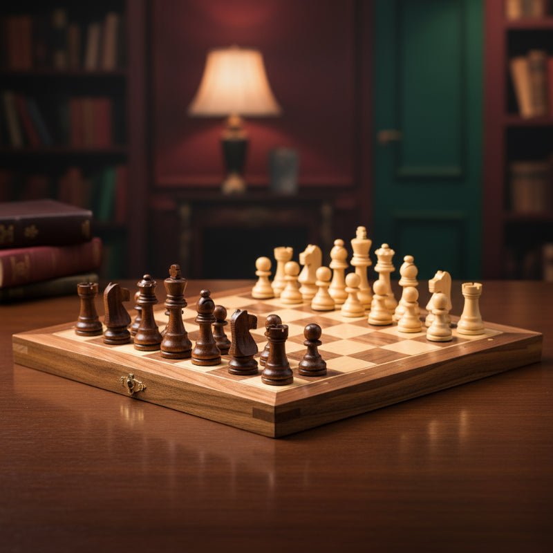 Jeu d'échecs magnétique en bois portable pour les voyages et les déplacements