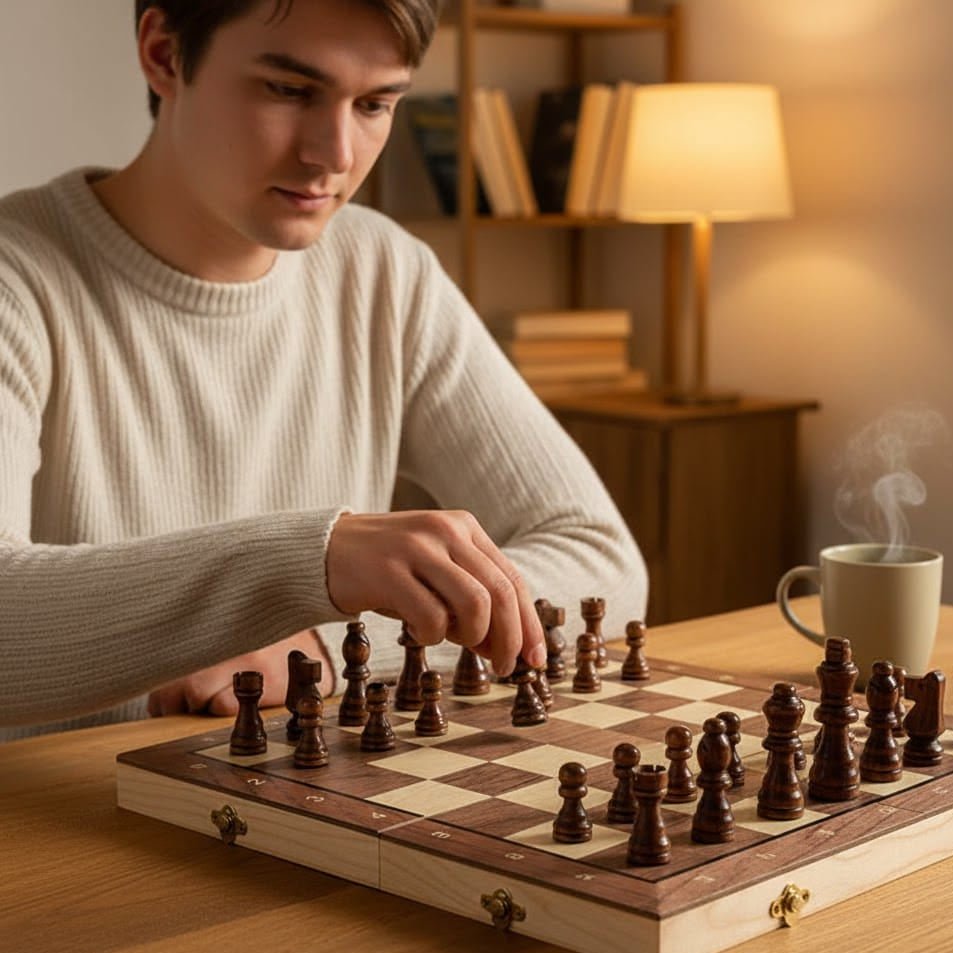 Jeu d'échecs magnétique en bois portable pour les voyages et les déplacements