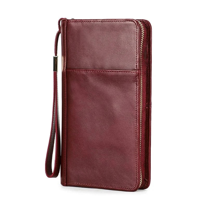 Porte-cartes de voyage en cuir véritable pour femmes