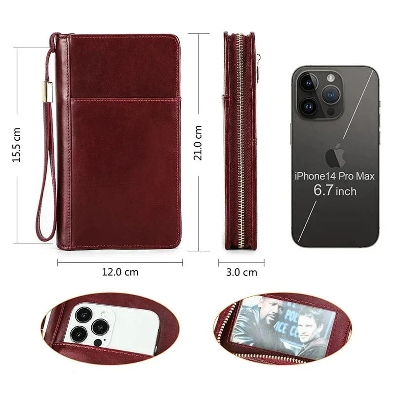 Porte-cartes de voyage en cuir véritable pour femmes