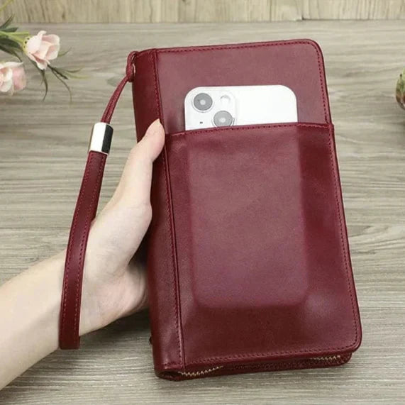 Porte-cartes de voyage en cuir véritable pour femmes