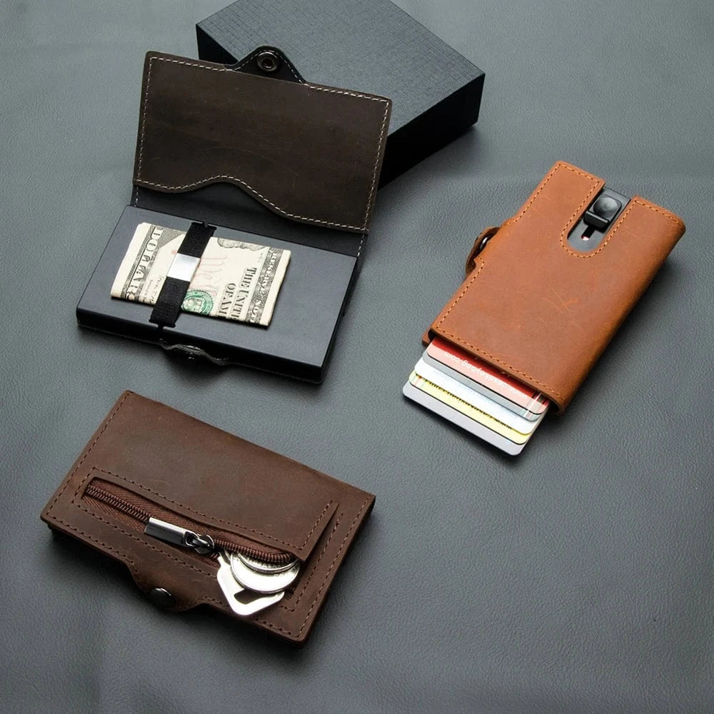 Porte-cartes et porte-monnaie en cuir pour hommes