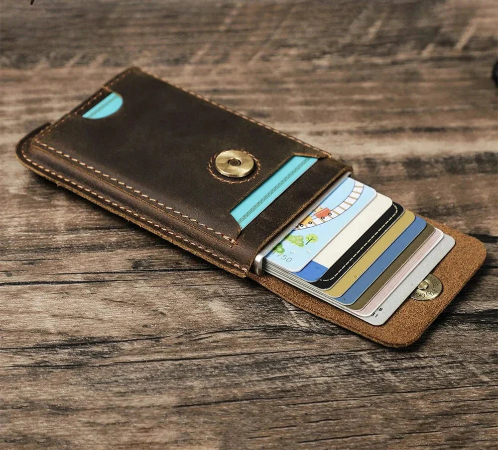 Porte-cartes rigide en cuir pour homme
