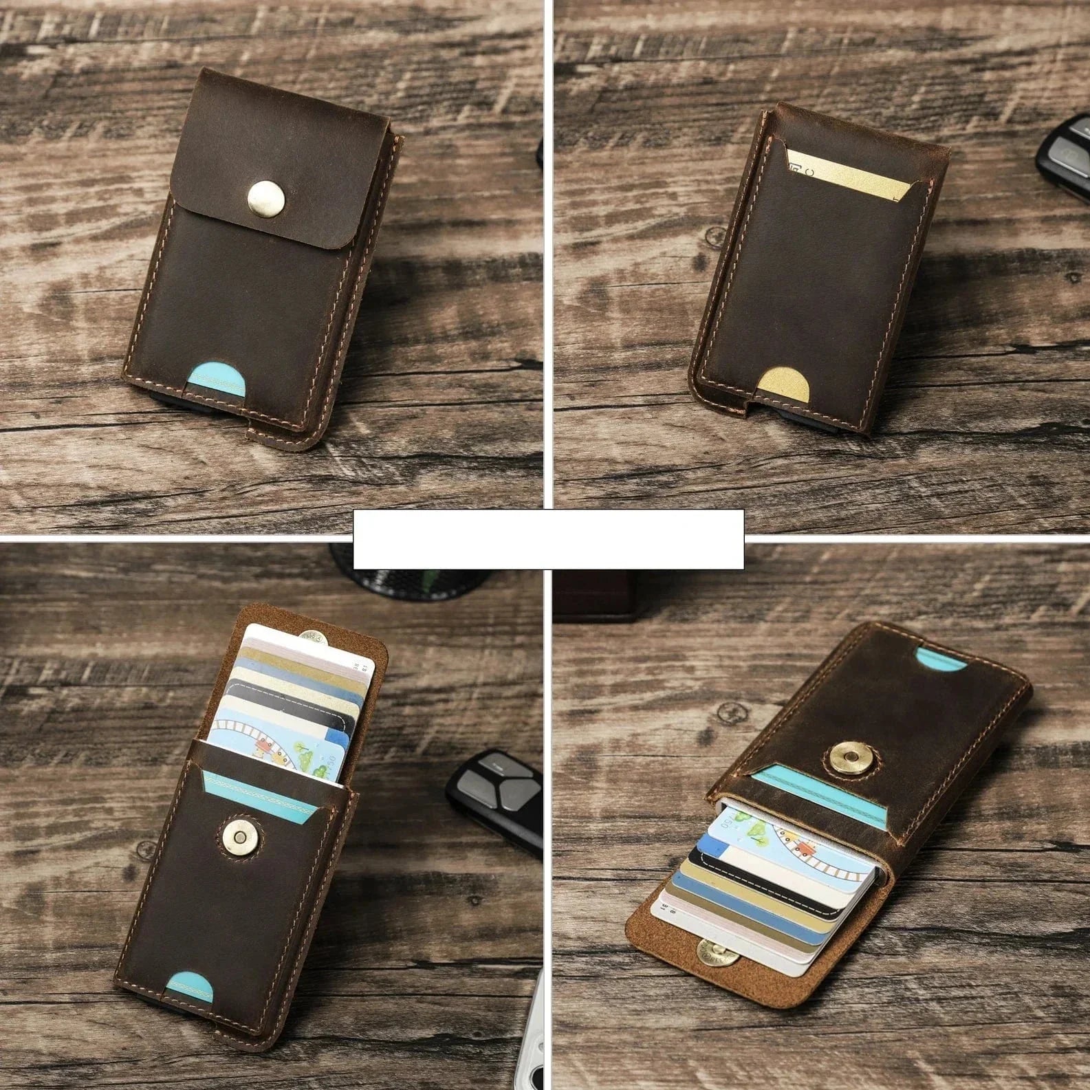 Porte-cartes rigide en cuir pour homme