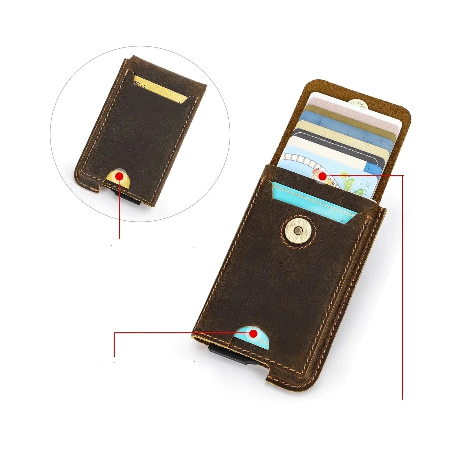 Porte-cartes rigide en cuir pour homme