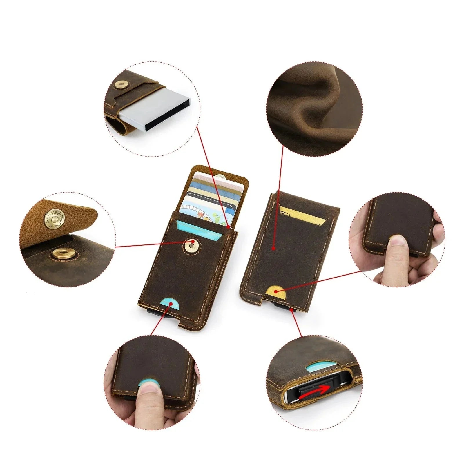 Porte-cartes rigide en cuir pour homme