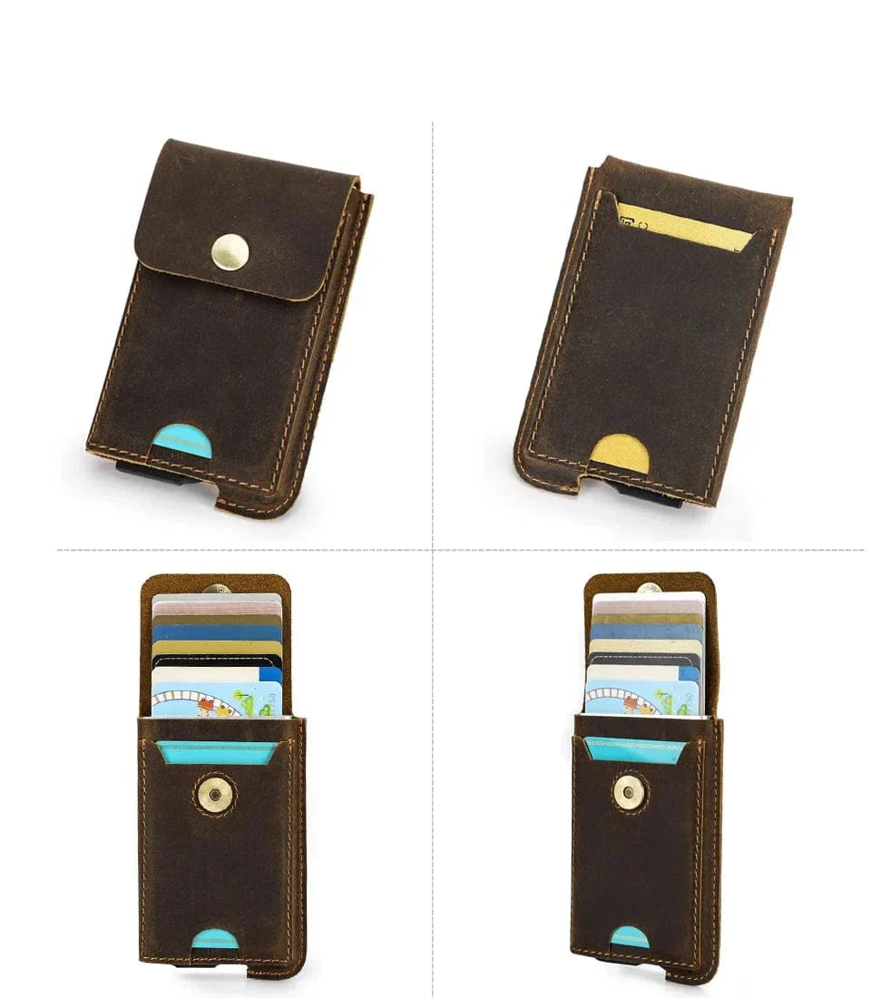 Porte-cartes rigide en cuir pour homme
