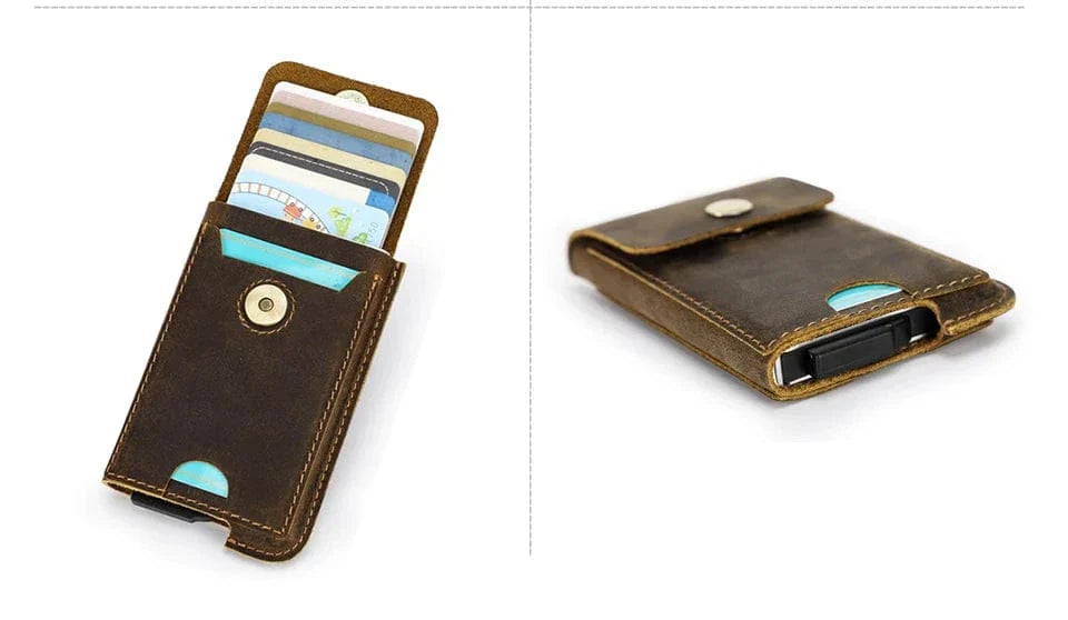 Porte-cartes rigide en cuir pour homme