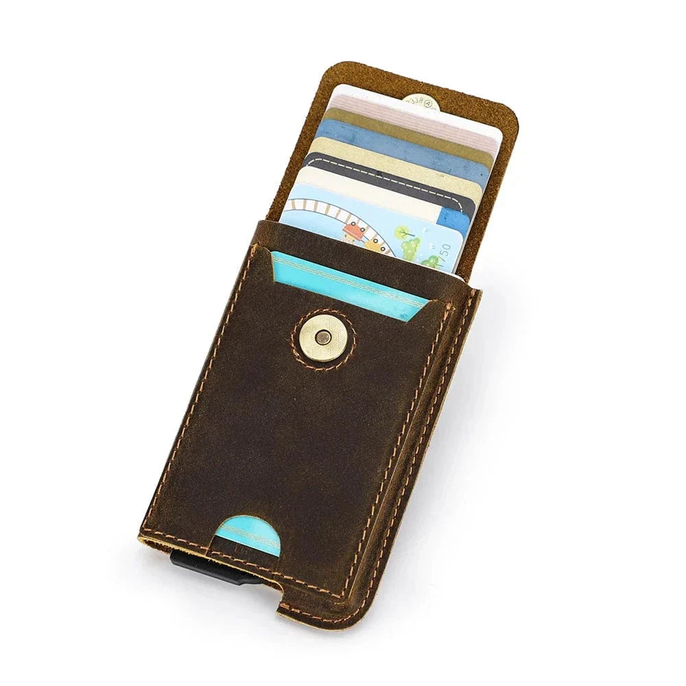 Porte-cartes rigide en cuir pour homme