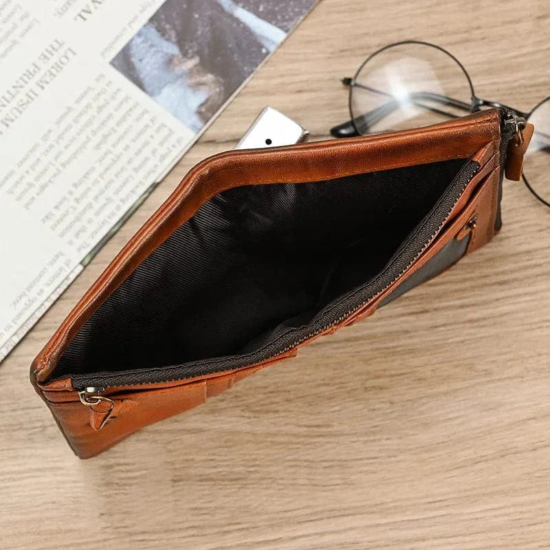 Portefeuille compact en cuir véritable pour hommes