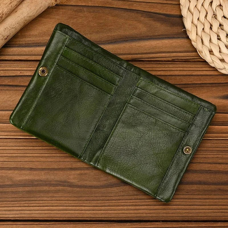 Portefeuille compact en cuir véritable pour hommes