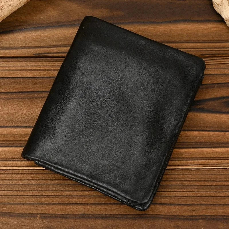 Portefeuille compact en cuir véritable pour hommes