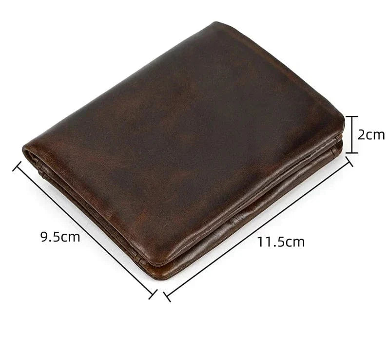 Portefeuille compact en cuir véritable pour hommes
