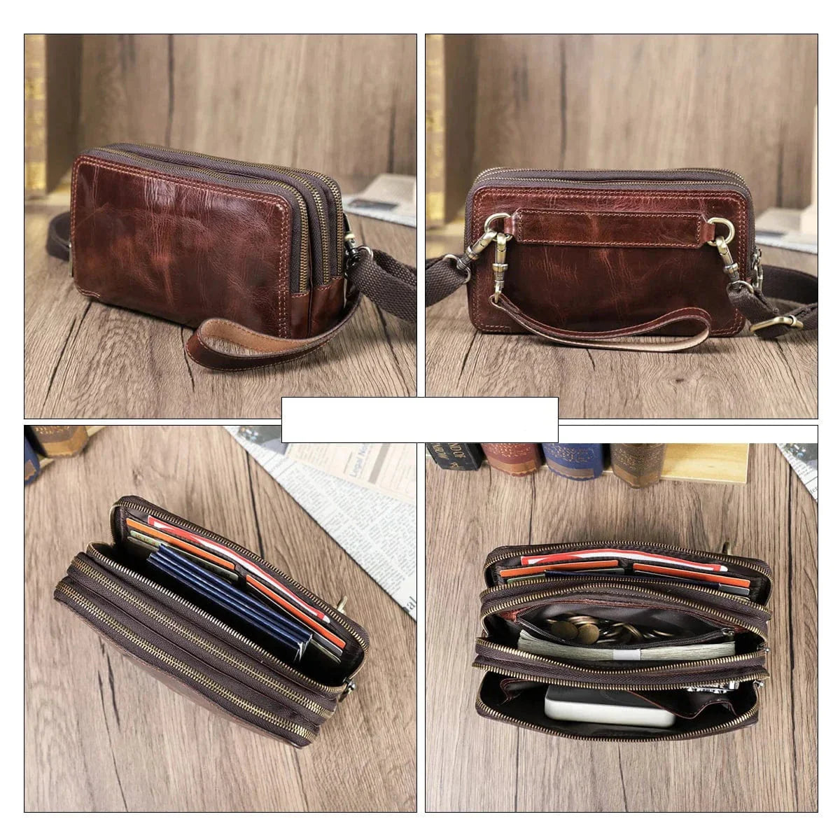 Portefeuille Homme en Cuir, 3 Volets