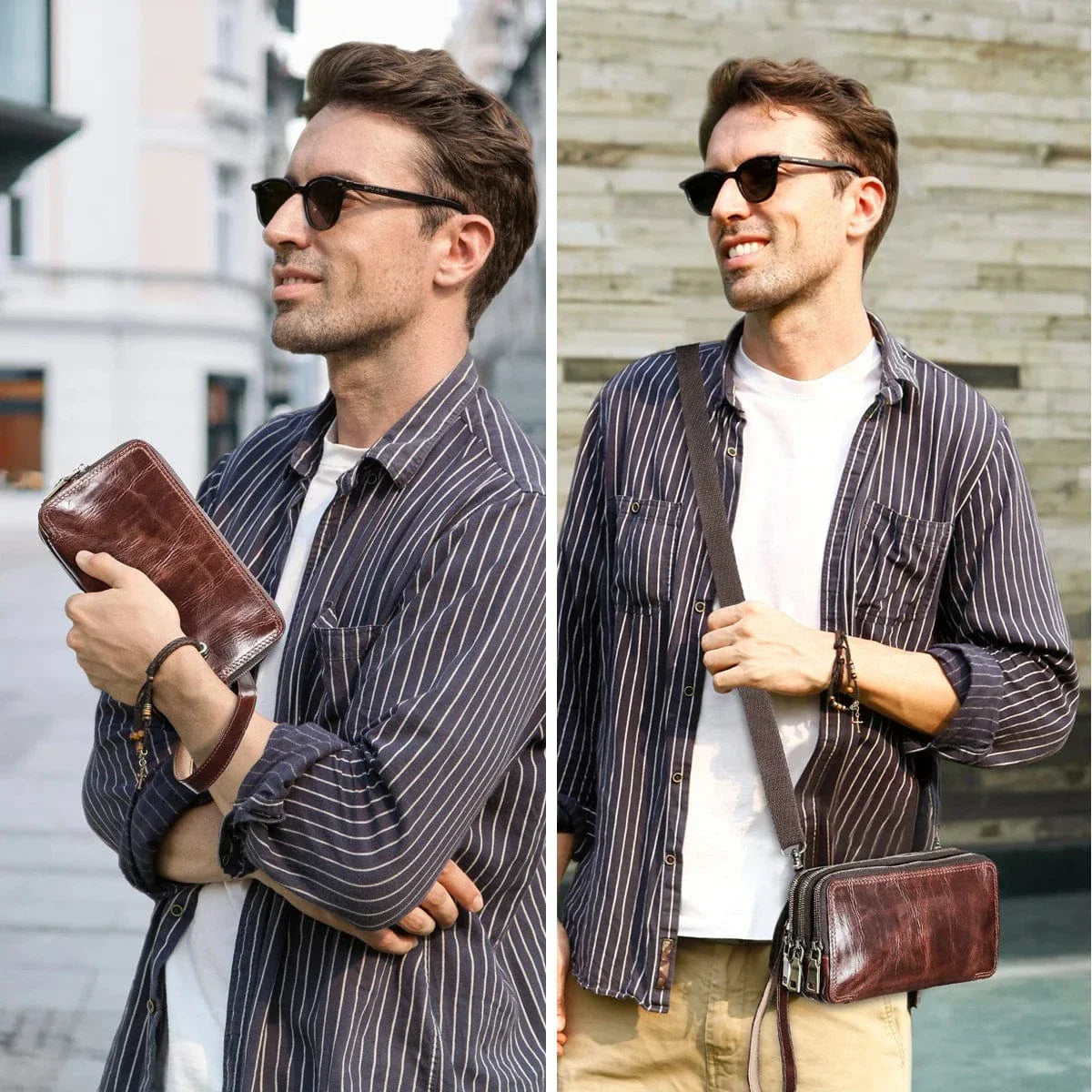 Portefeuille Homme en Cuir, 3 Volets