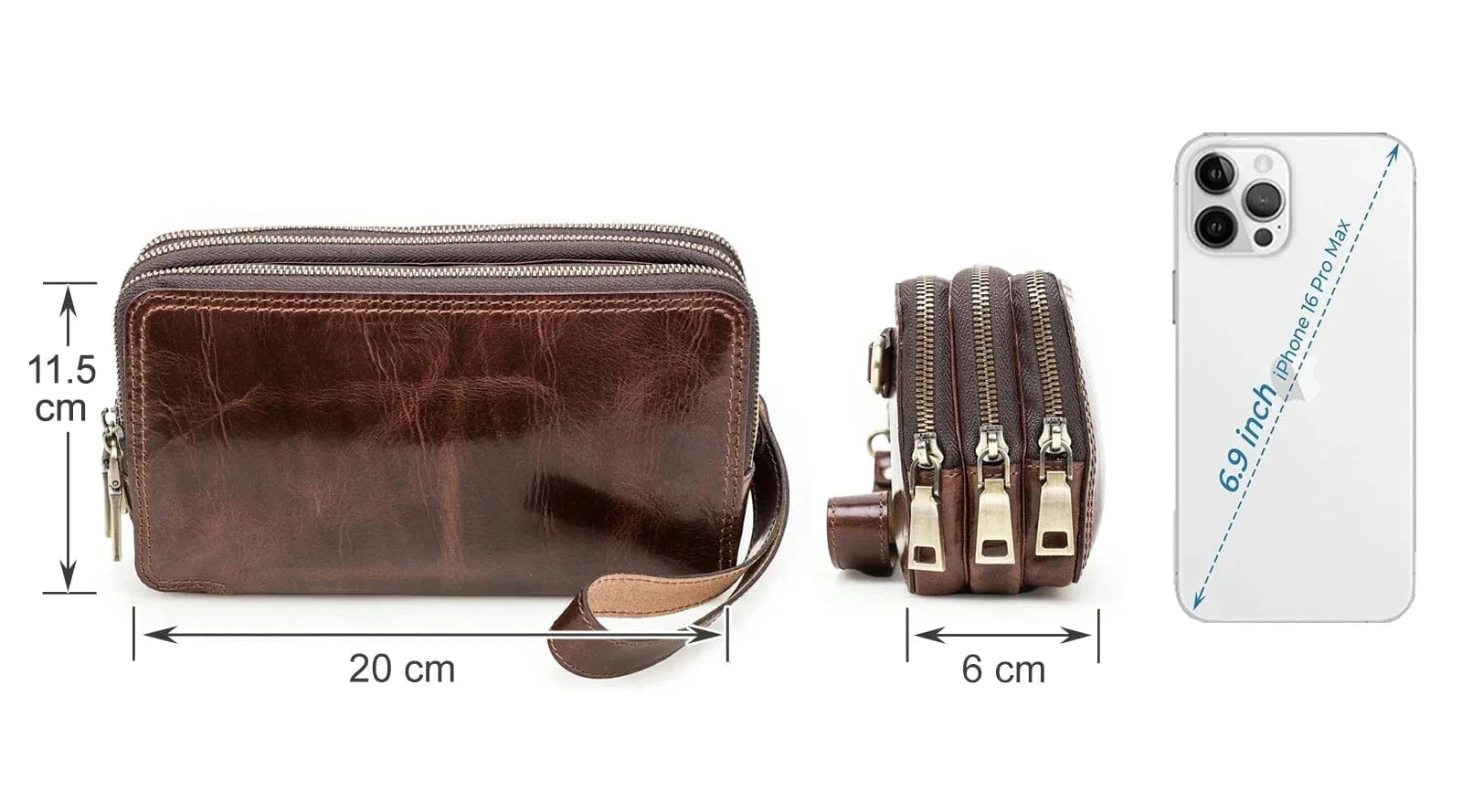 Portefeuille Homme en Cuir, 3 Volets