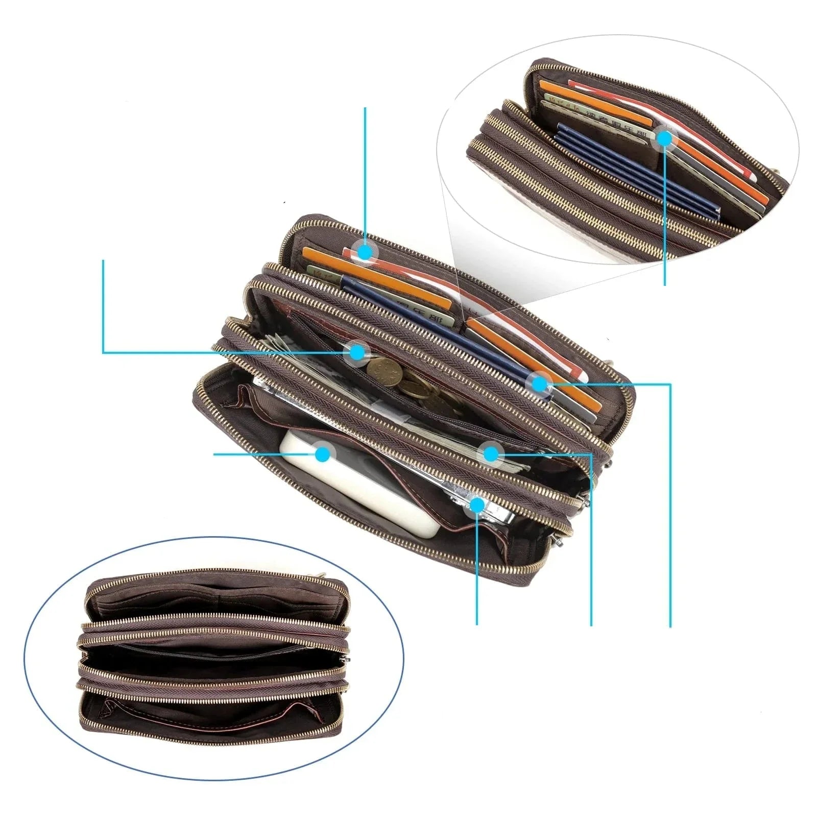 Portefeuille Homme en Cuir, 3 Volets