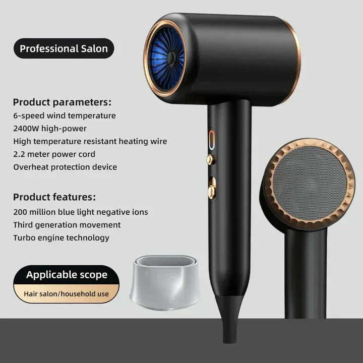 GLAMDRY – Sèche-cheveux ionique 2400 W pour un coiffage rapide, sans frisottis et brillant