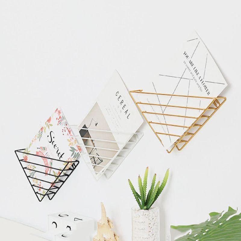 Étagère murale en métal au design géométrique – Rangement mural pour livres, magazines et documents