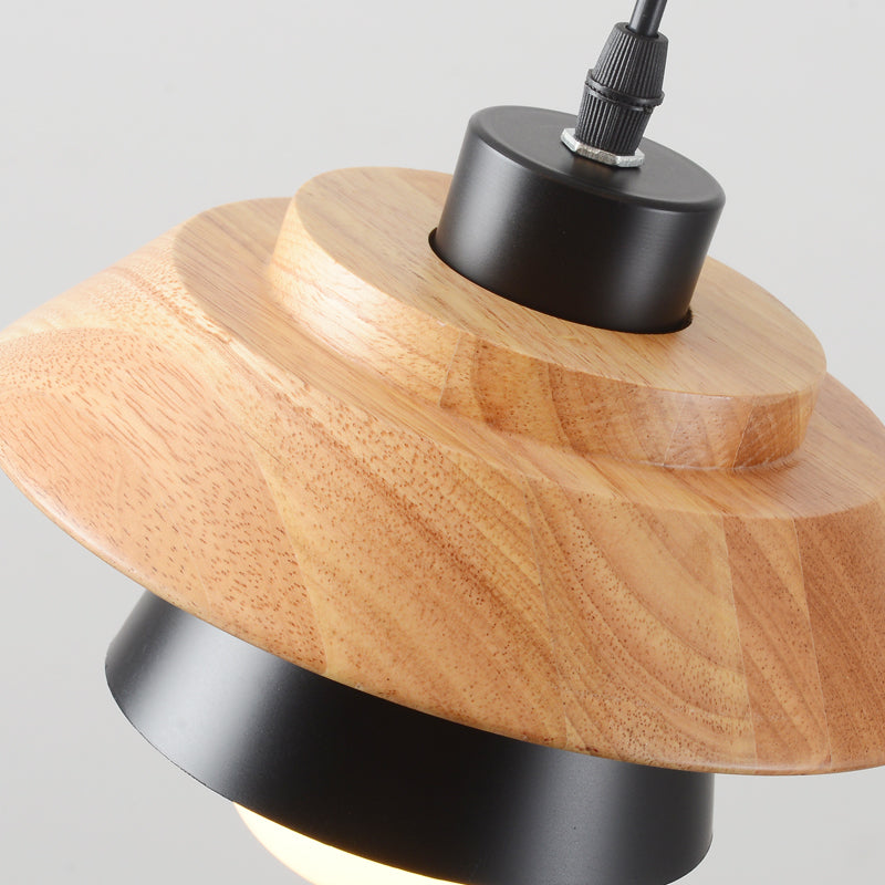 Lampe suspendue Bois Aluminium Scandinave Noir Rose Vert Gris Blanc E27 Salon Salle à manger | Sansotis