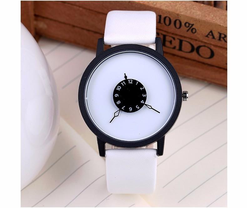 Montre minimaliste de luxe en cuir véritable pour femme, design unique