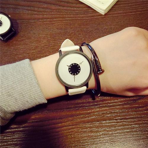 Montre minimaliste de luxe en cuir véritable pour femme, design unique