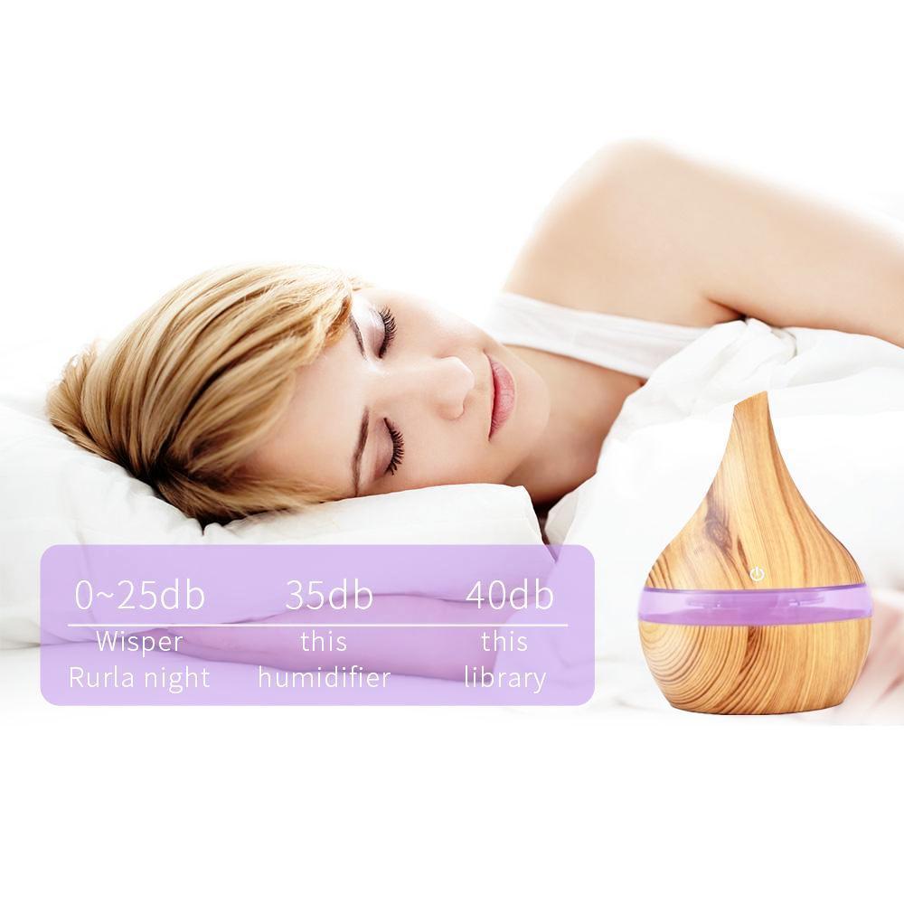 Diffuseur ultrasonique d'huile essentielle d'humidificateur d'air électrique de grain en bois