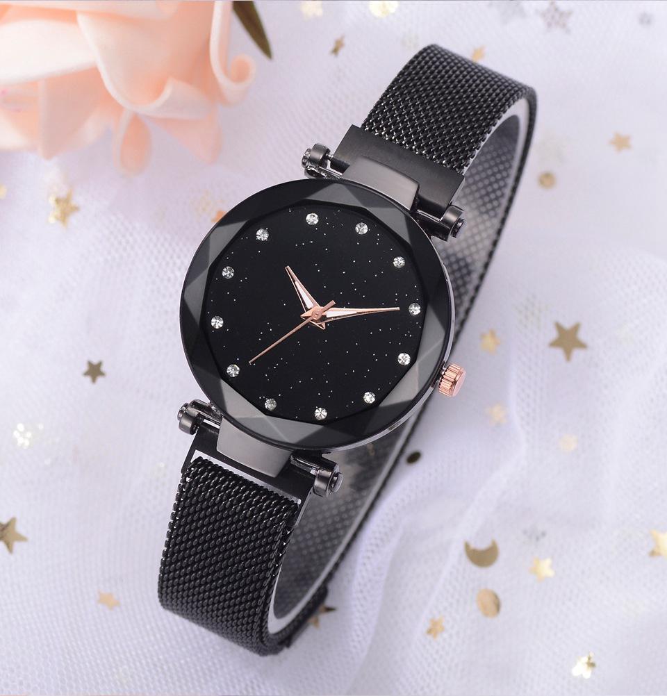 À la mode Unique maille aimant boucle exotique étoilé diamant concepteur de luxe dames femmes montre