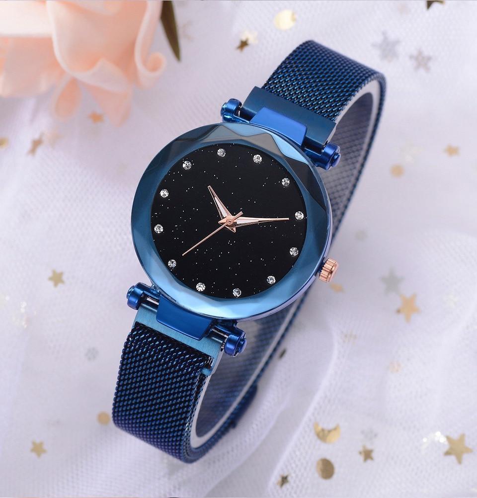 À la mode Unique maille aimant boucle exotique étoilé diamant concepteur de luxe dames femmes montre