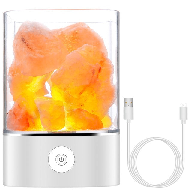 Lampe de bureau et purificateur d'air au sel de l'Himalaya, blanc