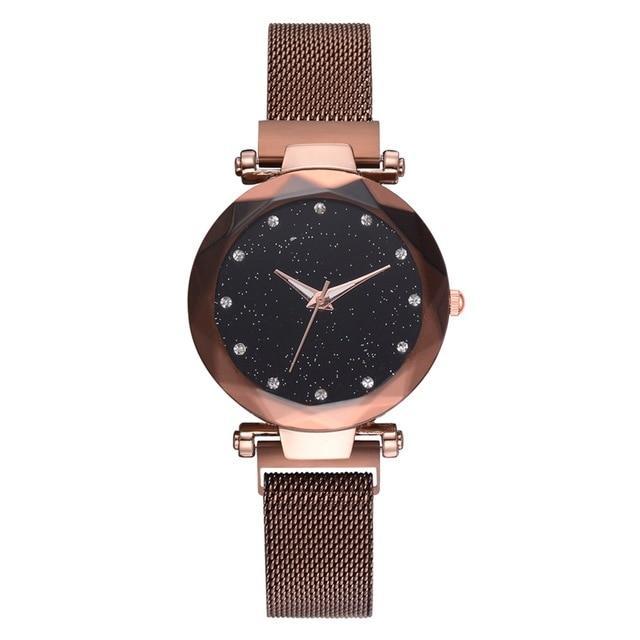 À la mode Unique maille aimant boucle exotique étoilé diamant concepteur de luxe dames femmes montre
