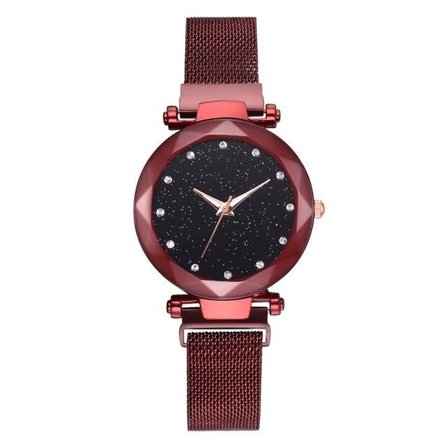 À la mode Unique maille aimant boucle exotique étoilé diamant concepteur de luxe dames femmes montre
