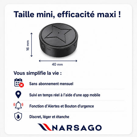 Traceur GPS Narsago Sans Abonnement - Magnétique & Discret avec Alertes #2